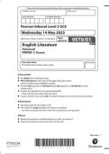 Pearson Edexcel a level  English Literature| question paper |2025|9ET0/01|