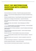 EDUC 1301 MIDTERM EXAM QUESTIONS WITH CORRECT ANSWERS 