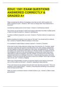 EDUC 1301 EXAM QUESTIONS ANSWERED CORRECTLY & GRADED A&plus; 
