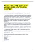 EDUC 1301 EXAM QUESTIONS AND ANSWERS RATED 100&percnt; CORRECT 