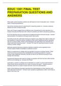 EDUC 1301 FINAL TEST PREPARATION QUESTIONS AND ANSWERS 