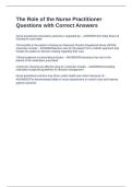 The Role of the Nurse Practitioner Questions with Correct Answers
