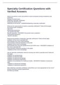 Specialty Certification Questions with Verified Answers