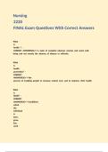 Nursing 2220 FINAL Exam Questions With Correct Answers