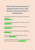 FEMA IS 244 Exam &vert; Developing and Managing Volunteers Exam &vert; 100&percnt; Correctly Answered and Graded A&plus; &vert; 2025&sol;2026 Guide