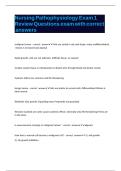 Nursing Pathophysiology Exam 1 Review Questions exam with correct answers
