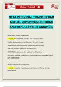 NETA PERSONAL TRAINER EXAM ACTUAL 2025&sol;2026 QUESTIONS AND 100&percnt; CORRECT ANSWERS