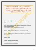 INSTRUMENTAL ANALYSIS FINAL EXAM QUESTIONS AND DETAILED ANSWERS&period; EXPERT VERIFIED FOR GUARANTEED PASS&period;