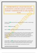 INSTRUMENTAL ANALYSIS EXAM QUESTIONS AND DETAILED ANSWERS&period; EXPERT VERIFIED FOR GUARANTEED PASS&period;