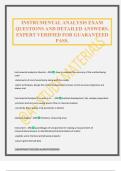 INSTRUMENTAL ANALYSIS EXAM QUESTIONS AND DETAILED ANSWERS&period; EXPERT VERIFIED FOR GUARANTEED PASS&period;
