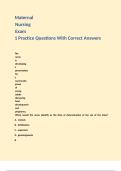 Maternal Nursing Exam 1 Practice Questions With Correct Answers