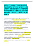 INTRO TO LAW & PUBLIC SAFETY 1 FINAL EXAM REVIEW -NEWEST 2025 UPDATE- REVISED EXAM QUESTIONS WITH CORRECT ANSWERS &lpar;VERIFIED ANSWERS&rpar; HIGHEST TEST SCORE A&plus; GRADE