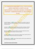 ACCREDITED RESIDENTIAL MANAGER - ARM CERTIFICATION EXAM QUESTIONS AND DETAILED ANSWERS&period; EXPERT VERIFIED FOR GUARANTEED PASS&period;