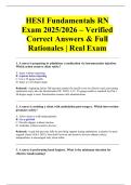 HESI Fundamentals RN Exam 2025&sol;2026 &ndash; Verified Correct Answers & Full Rationales &vert; Real Exam