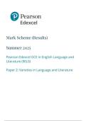 Pearson Edexcel GCE in English Language and Literature &lpar;9ELO&rpar; Paper 2&colon; Varieties in Language and Literature Marking scheme June 2025