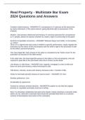 Real Property - Multistate Bar Exam 2024 Questions and Answers