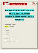 BALANCED BODY WRITTEN TEST OUT ACTUAL 2025&sol;2026 QUESTIONS AND 100&percnt; CORRECT ANSWERS