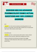 2025&sol;2026 NSG 533 ADVANCED PHARMACOLOGY EXAM 2 ACTUAL QUESTIONS AND 100&percnt; CORRECT ANSWERS
