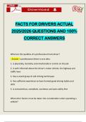 FACTS FOR DRIVERS ACTUAL 2025&sol;2026 QUESTIONS AND 100&percnt; CORRECT ANSWERS
