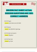 DRIVERS FACT SHEET ACTUAL 2025&sol;2026 QUESTIONS AND 100&percnt; CORRECT ANSWERS