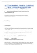 ACCOUNTING AND FINANCE QUESTION WITH CORRECT ANSWERS 2025&period;