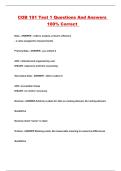 COB 191 Test 1 Questions And Answers 100&percnt; Correct 