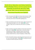 Florida Driver Education and Safety Guidelines  Verified Multiple Choice and Conceptual Actual  Frequently Tested Exam Questions With  Reviewed 100&percnt; Correct Detailed Answers  Guaranteed Pass&excl;&excl;Current Update&excl;&excl; 