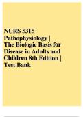 Test Bank for Pathophysiology Online for Pathophysiology&colon; The Biologic Basis for Disease in Adults and Children&comma; 8th Edition by Kathryn L&period; McCance & Sue E&period; Huether &vert; ISBN 978-0323413107 &vert; Latest 2025&sol;2026 Verified Questions and Answers