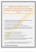 CHILD PSYCHOLOGY EXAM QUESTIONS AND DETAILED ANSWERS&period; EXPERT VERIFIED FOR GUARANTEED PASS&period;