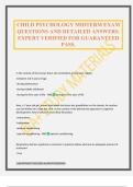 CHILD PSYCHOLOGY MIDTERM EXAM QUESTIONS AND DETAILED ANSWERS&period; EXPERT VERIFIED FOR GUARANTEED PASS&period;