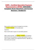 CSPR &ndash; Certified Specialist Payment Representative &lpar;HFMA&rpar; 2025&sol;2026 &vert; Complete Exam Questions and Correct Answers &vert; Graded A&plus;