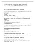 HNF 471 EXCHANGES QUIZ QUESTIONS
