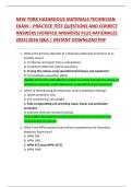 NEW YORK HAZARDOUS MATERIALS TECHNICIAN  EXAM &ndash; PRACTICE TEST QUESTIONS AND CORRECT  ANSWERS &lpar;VERIFIED ANSWERS&rpar; PLUS RATIONALES  2025&vert;2026 Q&A &vert; INSTANT DOWNLOAD PDF 