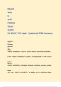 World War II and Politics Study Guide for EDUC 703 Exam Questions With Answers