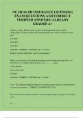A PACKAGE DEAL FOR NORTH CAROLINA HEALTH INSURANCE STATE EXAM PREP QUESTIONS AND DETAILED VERIFIED ANSWERS &lpar;ALL YOU NEED FOR A GUARANTEED PASS A&plus;&rpar; GOOD LUCK &excl;