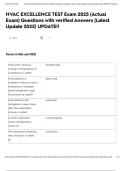 HVAC EXCELLENCE TEST Exam 2025 &lpar;Actual Exam&rpar; Questions with verified Answers &lpar;Latest Update 2025&rpar; UPDATE&excl;&excl;