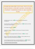 FOOD HANDLERS LICENSE TEST EXAM QUESTIONS AND DETAILED ANSWERS&period; EXPERT VERIFIED FOR GUARANTEED PASS&period;