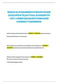 MEDICAL  PARAMEDIC  FISDAP  EXAM  2026  UPDATE&vert;  ACTUAL  EXAM  WITH  100&percnt;  VERIFIED  QUESTIONS  AND  CORRECT  ANSWERS