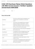 COSC 275 Final Exam Palmer EXAM Questions with 100&percnt; Correct Answers &vert; Verified &vert; Updated &lpar;Actual Exam&rpar; 20252026