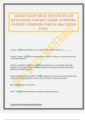 GOLD COAST REAL ESTATE EXAM QUESTIONS AND DETAILED ANSWERS&period; EXPERT VERIFIED FOR GUARANTEED PASS&period;