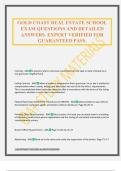 GOLD COAST REAL ESTATE SCHOOL EXAM QUESTIONS AND DETAILED ANSWERS&period; EXPERT VERIFIED FOR GUARANTEED PASS&period;