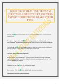 GOLD COAST REAL ESTATE EXAM QUESTIONS AND DETAILED ANSWERS&period; EXPERT VERIFIED FOR GUARANTEED PASS&period;
