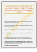 GOLD COAST REAL ESTATE EXAM QUESTIONS AND DETAILED ANSWERS&period; EXPERT VERIFIED FOR GUARANTEED PASS&period;