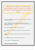 GOLD COAST REAL ESTATE EXAM QUESTIONS AND DETAILED ANSWERS&period; EXPERT VERIFIED FOR GUARANTEED PASS&period;