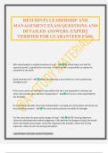 MANAGEMENT AND LEADERSHIP HESI PRACTICE EXAM QUESTIONS AND DETAILED ANSWERS&period; EXPERT VERIFIED FOR GUARANTEED PASS&period;