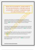 HESI MANAGEMENT ASSIGNMENT EXAM QUESTIONS AND DETAILED ANSWERS&period; EXPERT VERIFIED FOR GUARANTEED PASS&period;