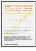 HESI MANAGEMENT OF CARE EXAM QUESTIONS AND DETAILED ANSWERS&period; EXPERT VERIFIED FOR GUARANTEED PASS&period;