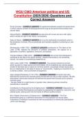 WGU C963 American politics and US Constitution &lpar;2025&sol;2026&rpar; Questions and Correct Answers