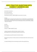 ANCC PRACTICE QUESTIONS WITH CORRECT ANSWERS 2025