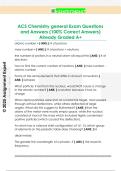 ACS Chemistry general Exam Questions  and Answers &lpar;100&percnt; Correct Answers&rpar;  Already Graded A&plus; 